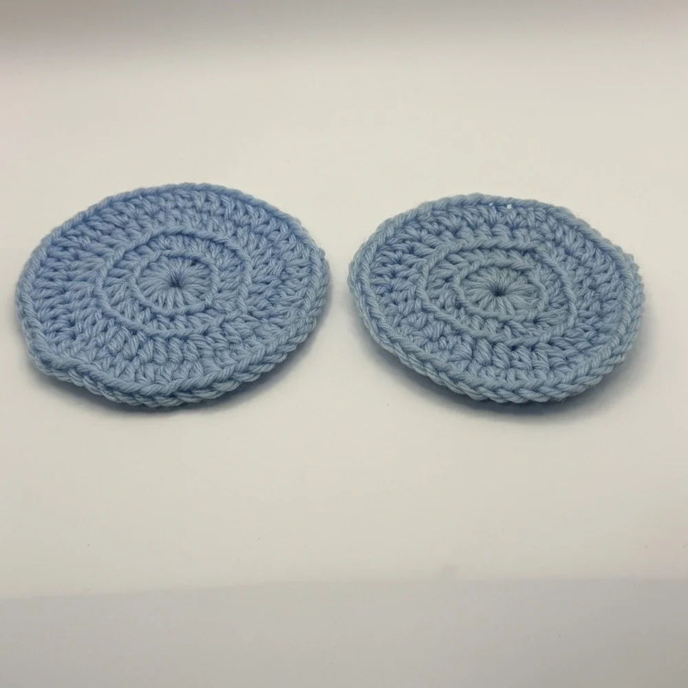 Handmade Crochet Coasters Set of 2 Round Light Blue 4 Inch Yarn